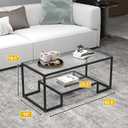 42" Rectangular Glass Coffee Table for Living Room, 2-Tier Center Tea Table with Metal Frame for Small Space, Apartment, Office (Black), 42.5"*19.5"*16.5"