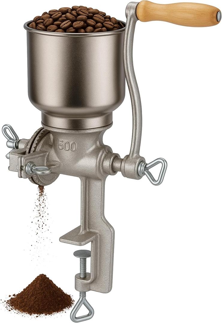 Grain Mill Iron Grinder Manual Food Grinder Hand Crack Hand Operated Mill for Corn Crank Grains Oats Wheat Coffee Nuts Malt