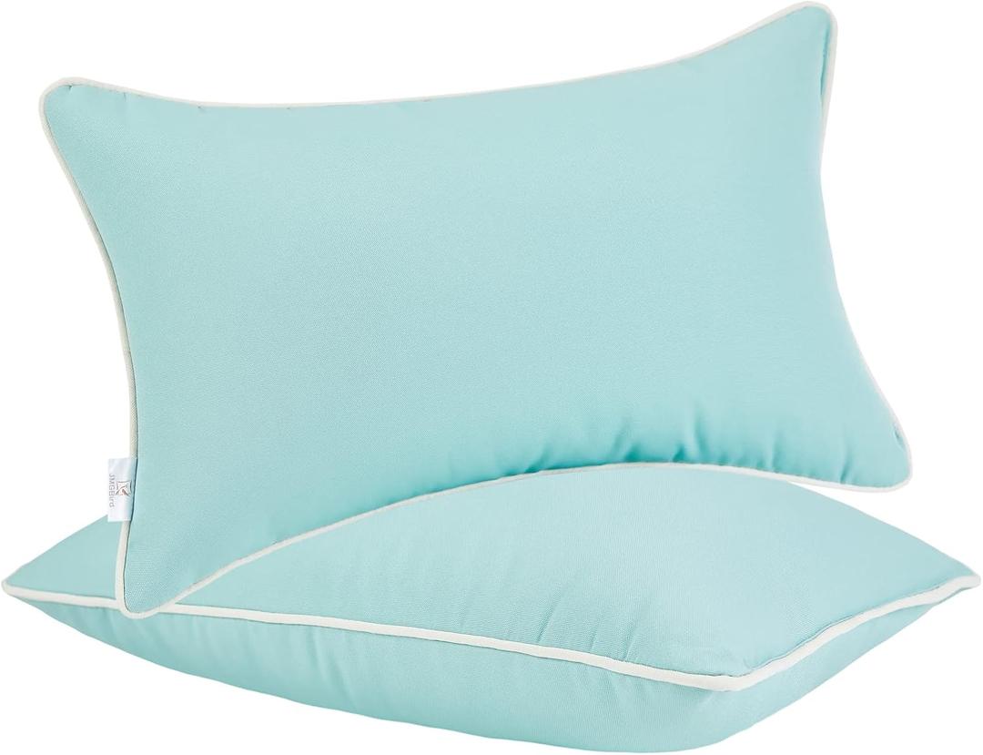 JMGBird Outdoor Lumbar Pillows with Insert 12x20 Inch Outdoor Pillows for Patio Furniture Decorative (Light Blue) JMGBird Outdoor Lumbar Pillows with Insert 12x20 Inch Outdoor Pillows for Patio Furniture Decorative (Light Blue)