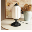 Vintage Milk Glass Touch Table Lamp, Elegant White Glass Bedside Desk Lamp 3 Way Dimmable with USB C+A Charging Ports - Bedroom Nightstand & Living Room Essential, 4W Bulb Included (White, 6.5)