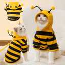 Selena Cat Bee Antennae Costume Hoodies Cute Bee Stripes Dog Kitten Puppy Pet Apparel (Small,Yellow&Black)