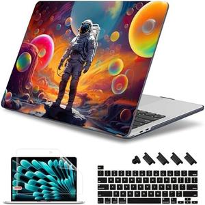 May Chen Compatible with MacBook Pro 16 inch Case 2020 2019 Release A2141 with Touch Bar & Touch ID, Plastic Hard Shell Case with Keyboard Cover + Screen Protector, Astronaut S929