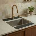 Customizable Kitchen Sink Faucet Mat: 24" Lx4 W Absorbent Splash Guard | 2PCS Non-slip Fabric Rubber Mat, Cut to Fit Oval Rectangle Square Faucet & 2,3,4 Holes Irregular Sink with Soap Dispenser