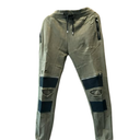 Mens Cargo Pants,  Khaki Colour Block Zip Pocket Cuffed Joggers, Olive, Large Size