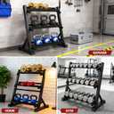 3-Tier Dumbbell Rack Multilevel Weight Storage Organizer for Home Gym, Weight Rack for Dumbbells, Kettlebells, (Rack Only)