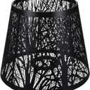 Operitacx Tree Shadow Lampshade, Hollow-out Tree Shadow Light, Carved Forest Tree Shaped E27 Mini Lamp Shade for Table Lamps and Floor Light, Black Lamp Shade, 7.5 * 7.5 * 6.1in
