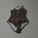 WDIRARA Women's Leopard Print One Piece Swimsuit Cut Out Backless Monokini Ring Linked Bathing Suit (Medium, Black Cheetah)