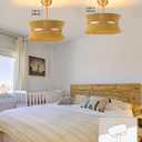 Boho Fandelier Ceiling Fan with Light Gold Caged Ceiling Fans with Lights and Remote Rattan Chandelier Fan for Bedroom,Nursery,Foyer,Kitchen,Living Room (6 Speeds Timing Adjustment Height Enclosed), Medium