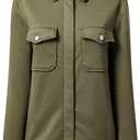 SHEWIN Jackets for Women Fall Fashion 2025 Casual Zip Up Shacket Jacket Lightweight Long Sleeve Shirts Tops (Green, XL)