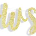 LINGTEER Arrows or Bows Gold Glitter Cursive Script Bunting Banner Baby Shower Gender Reveal Boy or Girl Party Decoration Table Wall Sign - NO DIY REQUIRED.