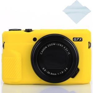 G7X / G7X Mark II Camera Silicone Case, Ultra Thin Lightweight Rubber Soft Silicone Case Bag Cover for Canon PowerShot G7X / G7X Mark II with Microfiber Cloth - Yellow