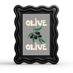 YESKAY 5x7 Picture Frame with Mat for 4x6,Cute Wavy Edge Photo Frame with Real Glass,Wooden Scalloped Frame for Tabletop or Wall Hanging,Black,1 Pack