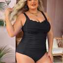Aqua Eve Womens Plus Size One Piece Swimsuit- Tummy Control Bathing Suit Full Coverage Swimwear (Black) 20W