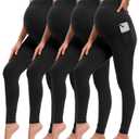 4 Pack Womens Maternity Leggings with Pockets Over The Belly Pregnancy Workout Yoga Pants Activewear (XX-Large)
