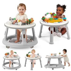 5-in-1 Musical Light Baby Walker, Featuring a Unique Building Block Table Mode, Standing Table, Bouncer, and Stroller Modes. Sturdy Construction with Adjustable Height, Suitable for Babies 6 Months+