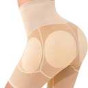 Irisnaya Women Shapewear Control Panties Body Shaper Butt Lifter Padded Hip Enhancer Seamless Underwear Hi- Waist Short (Medium, Beige)