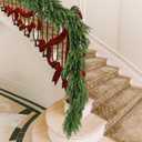 Giegxin 6 ft Christmas Decoration Cedar Garland with Cowbells for Mantel Christmas Real Touch Evergreen Artificial Rustic Garlands for Farmhouse Home Table Centerpieces Fireplace Winter Xmas Decor