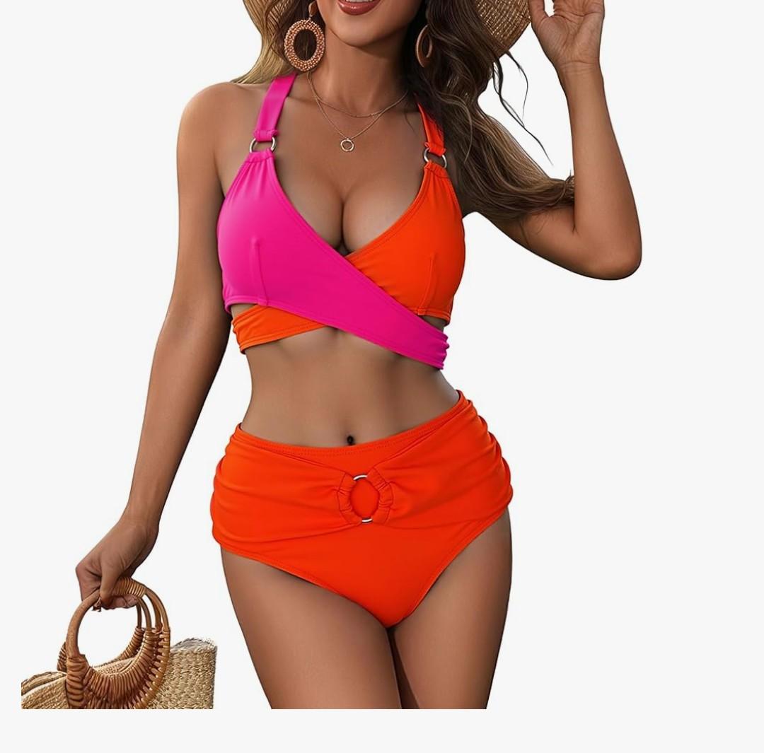 Womens One Piece Swimsuits-Sexy Deep V Neckline Tummy Control Bathing Suit Slimming Mesh Swimwear, M