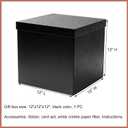Mefleet Large Gift Box with Lid for Presents 12x12x12 Inches Extra Big Deep Square Black Boxes 1 Pack for Christmas, Birthday, Valentine's Day, Mother's Day - Contains Crinkle Paper, Ribbon and Card