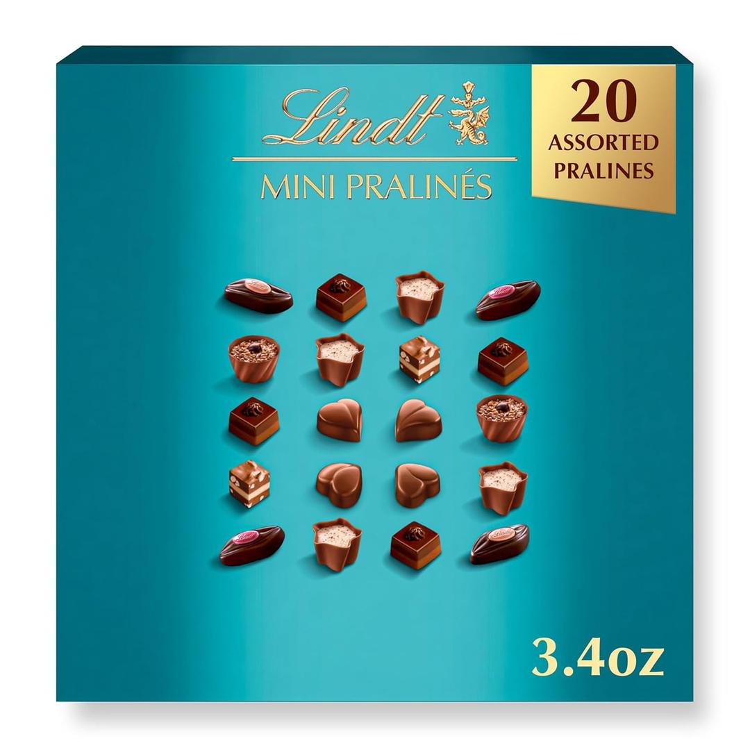 Lindt Mini Pralines, Assorted Chocolate Candy Pralines with Premium Filling, 3.4 oz Box (EXP 05/31/26)