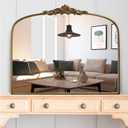 Vintage Gold Arched Wall Mirror 36"x30"  Ornate Baroque Style Antique Brass Frame, Decorative Large Mirror for Entryway, Living Room, Fireplace, Hallway, Bathroom