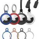 4 Packs Airtag Holder Key Ring with Soft TPU Case, Stouchi Stainless Steel Invisible Slim Keychain Compatible with Airtag 2nd Gen (2026) & 1st Gen Finder Items, Dog, Key, Backpacks Air Tag Accessories (Grey+White+Blue+Red)