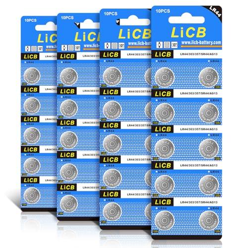 LiCB 40 Pack LR44 AG13 357 303 SR44 Batteries 1.5V Button Coin Cell Battery