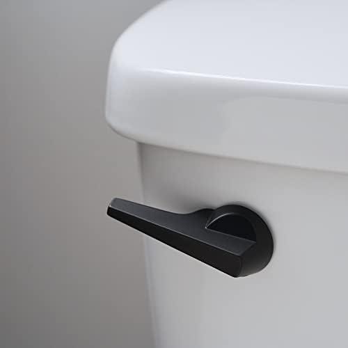 RAVINE Universal Toilet Handle Lever Replacement - Zinc Modern Black Toilet Handle with Brass Arm - Front Mount Toilet Flush Lever Compatible w/ Most Toilet Tanks - Rubber Gasket Included