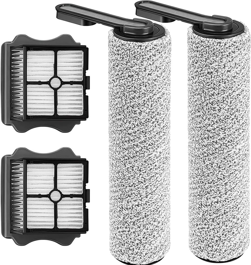 Roller Brush Replacement and Vacuum Filter Kit Compatible Only with Tineco Floor ONE S5 / Floor One S5 Pro 2 Smart Cordless Wet Dry Vacuum Cleaner, 2 Roller Brush, 2 Filters