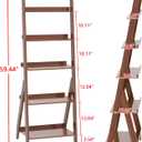 Maydear Bamboo Ladder Shelf Bookcase, 5-Tier Leaning Bookshelf Free Standing Organizer Storage Shelves for Living Room, Bedroom, Kitchen, Home Office, Balcony, Dark Walnut
