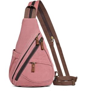 KL928 Canvas Sling Bag - Small Crossbody Backpack Shoulder Casual Daypack Rucksack for Men Women(Large Version, Rust Red)
