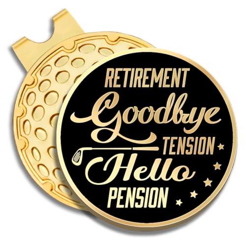 GEYGIE Retirement Goodbye Tension Black Gold Golf Ball Marker with Magnetic Hat Clip, Golf Accessories for Men Women, Golf Gift for Men Women Golfer, Birthday Retirement Gift for Dad Grandpa Golf Fan Set of 3