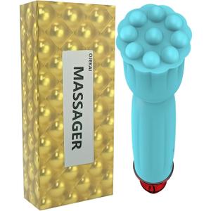 Portable Handheld Mini Massager, Waterproof Soft Silicone, for Head Face Neck Shoulder Back, Full Body Muscle Pain Relief Tool, USB Rechargeable, 10 Mode Speed Selection Settings, Blue