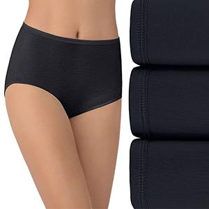 Vanity Fair Women's Illumination Brief Panties (Regular & Plus Size), 2 Pack - Midnight Black, 7/L