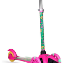 Self Balancing Kick Scooter with Light Up Wheels, Extra Wide Deck, 3 Wheel Platform, Foot Activated Brake, 75 lbs Limit, Kids & Toddlers Girls or Boys, for Ages 3 and Up