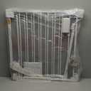 Cumbor 29.2–43" Baby Gate for Stairs, Wall-Mounted (Drill Required), Expandable No Bottom Bar Dog Gate, Auto Close Extra Wide Walk Thru, Pet & Toddler Proof Gate, Top & Bottom of Stairways (White)