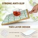 Shelf and Drawer Liner, 12in x 10FT Double Layer PVC Non-Adhesive Non-Slip Waterproof, Green Leaf for Kitchen Cabinets, Pantry, Bathroom, Dresser with Knife and Tape Measure