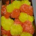 6 Pcs Marigold Garland for Decoration 2 ft Long Strands Faux Artificial Marigold Flowers with Mango Leaves Diwali Indian Wedding Party Mantle Decor for Da De Muertos Pooja Religious Pongal