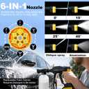 Cordless Portable Washer, Handheld Washer for Car Home Outdoor Patio Garden,Battery Operated Washer with 6-in-1 Swivel Nozzle & 16.4FT Hose, 3 Speed Modes, Black