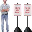 60 Grip N Tip Portable Sign Holder with Wheels, Customizable Sign Display Stand, Metal Holder for Street Signs, Outdoor Signs for Businesses, Office Sign or Yard Sign, Black (2)