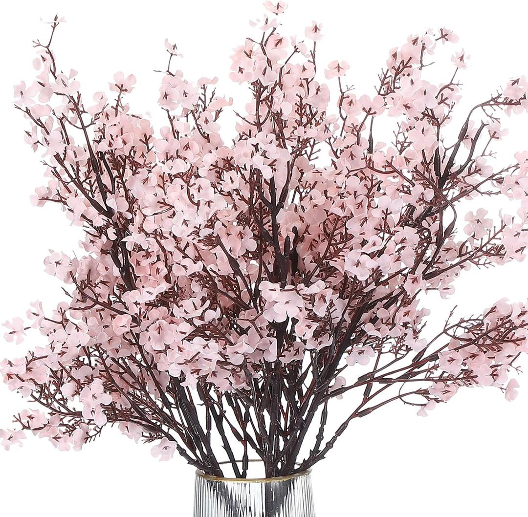 PATIKIL Artificial Flowers, 9pcs European Fake Flowers DIY Bouquet Fake Floral for Home Garden Kitchen Decor Wedding Party Decoration Light Pink