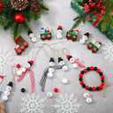 180 Piece DIY Christmas Crafts for Adults Snowman Wooden Bead for Crafts Winter Wooden Bead Christmas Buffalo Plaid Wood Round Print Beads with DIY Twine Scarf (Vivid Color)