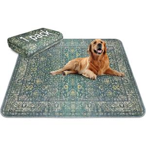 Washable Pee Pads for Dogs, Reusable Non-Slip Puppy Pads 72'' x 72'' with Super Absorbent, Waterproof Rug for Training Travel Whelping Housebreaking Incontinence Crate (Vintage Green)