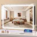 halumao Vanity Mirror with Lights, 31.5" x 23.6" Large Makeup Mirror with LED Lights, Smart Touch Dimmable 3-Color Light, Memory Function, USB Charging Port