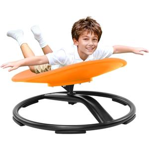 Zhenx Spinning Chair for Autistic Kids (Ages 3-18) - 220LBS Capacity Sensory Swivel Seat - Sensory Toy for Teens with ADHD/Autism - Sit and Spin Calming Gift to Improve Focus & Body Balance (Orange)
