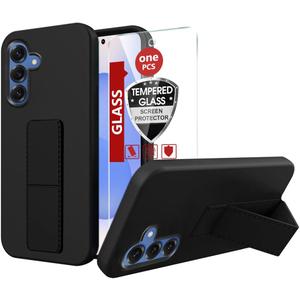 Compatible with Samsung Galaxy S25 5G 2025 Stand Case, Hide Folding Kickstand Silicone TPU Shockproof Protective Cover Case for Samsung S25 5G - Black