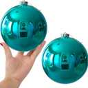 Teal 6.0" Christmas Balls - Extra Large Christmas Tree Decorations Shiny Shatterproof Balls Hanging Ornaments for Wedding Birthday Holiday Decorations Set of 2pcs
