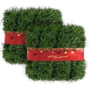 100FT Artificial Christmas Twist Garland - Soft Green Vine Greenery for Wedding Party Home Decor - Indoor Outdoor Festive Hanging Decorations