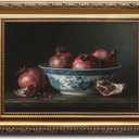 Vintage Gold Framed Wall Art, Pomegranate Still Life Canvas Oil Painting, Fruit Themed Framed Artwork Prints, Rustic Farmhouse Home Decor for Living Room, Kitchen, Dining Room, Office 12x16