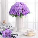 8 Pack Purple Peonies Artificial Flowers, Fake Silk Hydrangea Bouquet for Bridal Wedding Home Table Decor Reusable Dining Opening Ceremony Birthday Arrangement Faux Floral